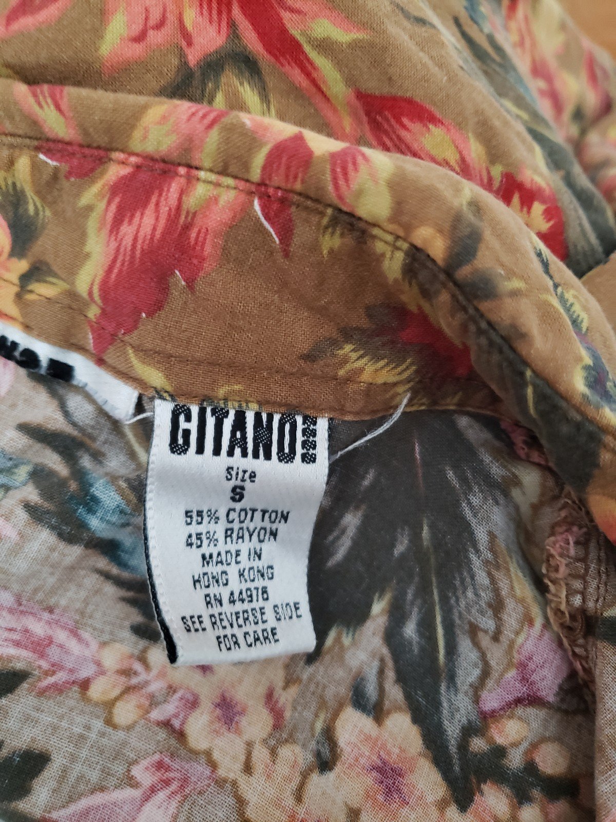 80s Brown, Red, and Green Floral Button Down