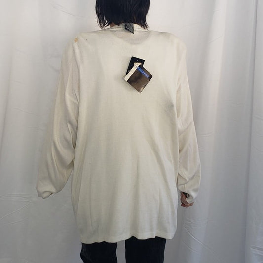 90s Deadstock IB Diffusion White Beaded Sweater Set