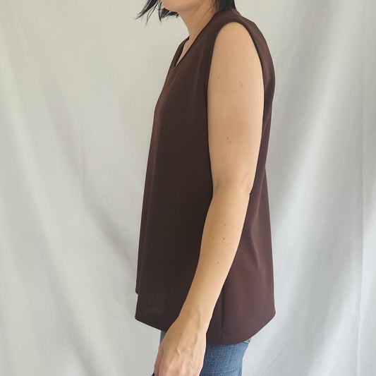 70s Brown Polyester Sleeveless Top