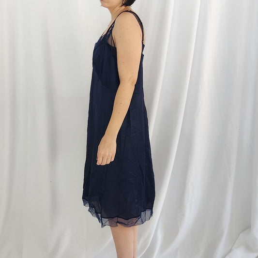 80s Navy Blue Slip Dress