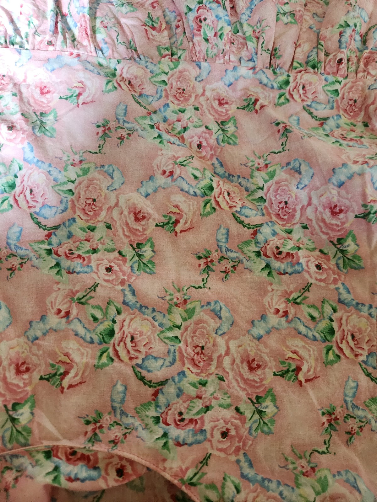 90s Pink Rose Print Home Made Dress