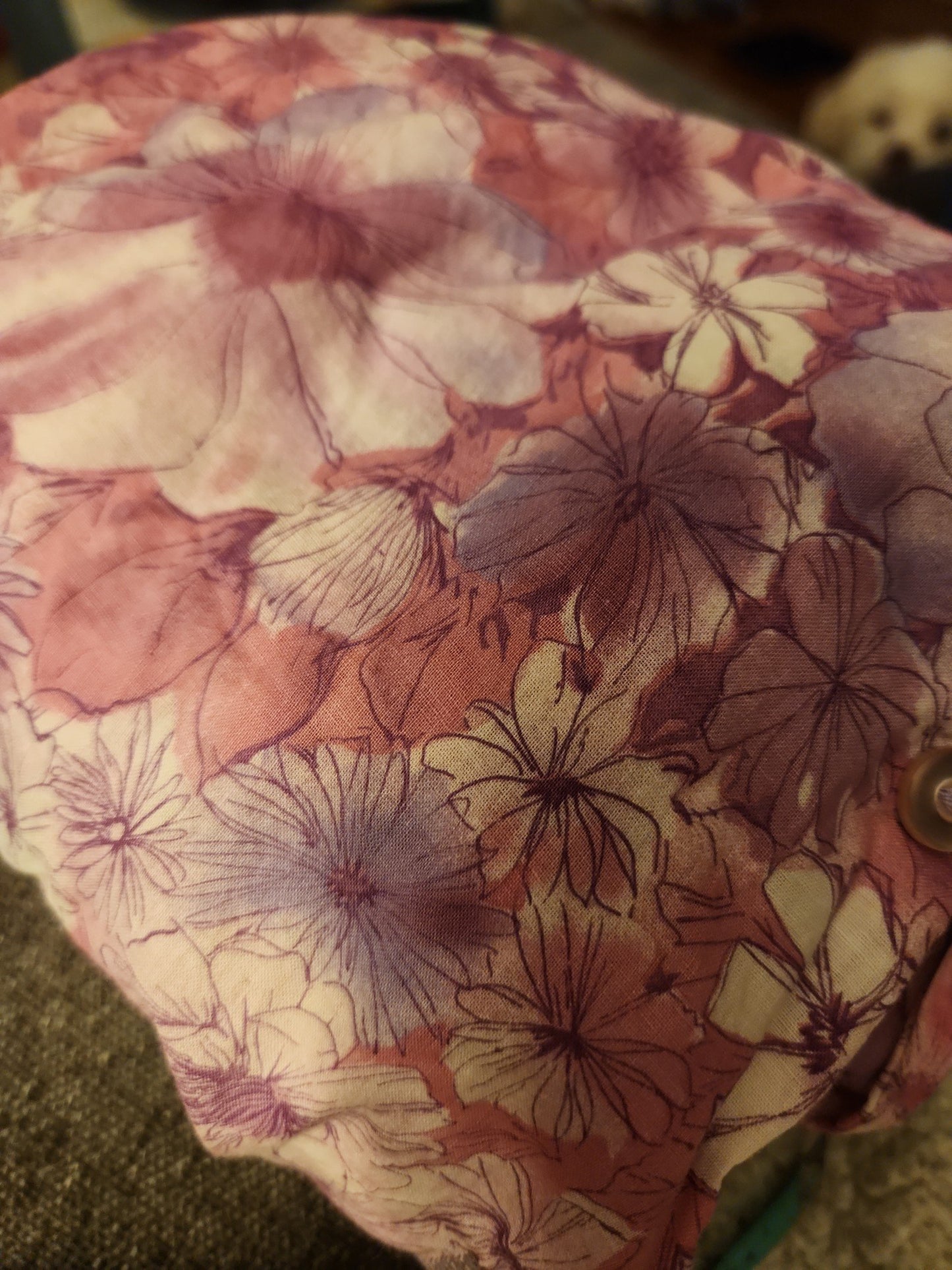 70s Purple Floral Frilly Blouse