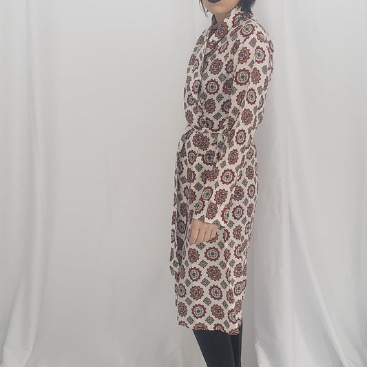 70s White and Red Cotton Robe