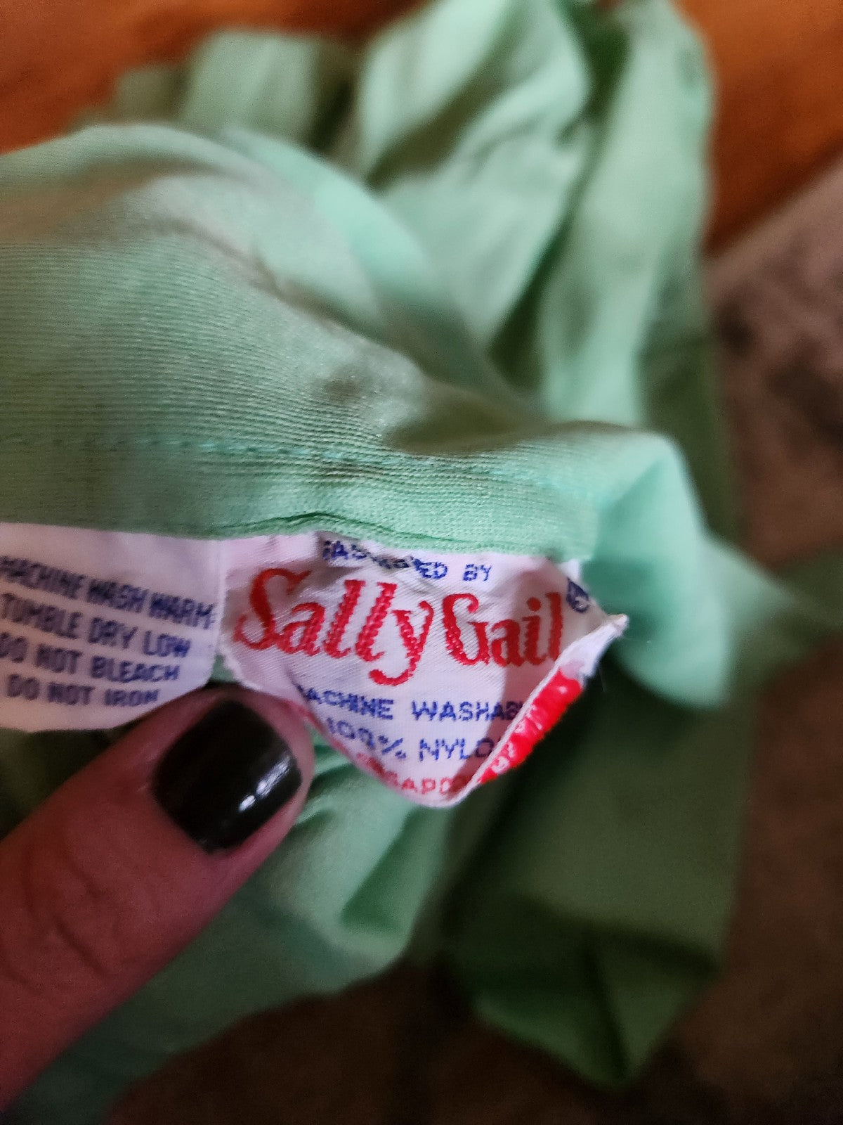 70s Green Nylon Button Down Shirt