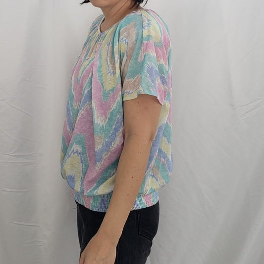 80s Pastel Tie Dye Style Top