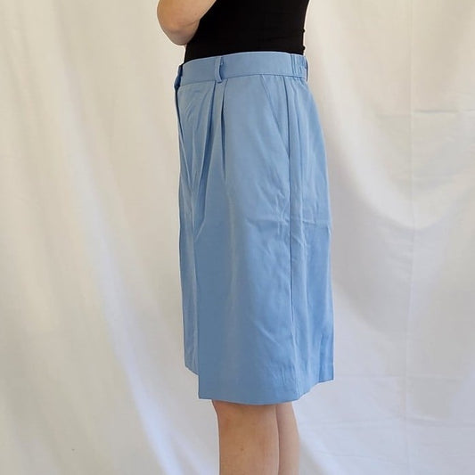 90s Blue High Rise Pleated Shorts