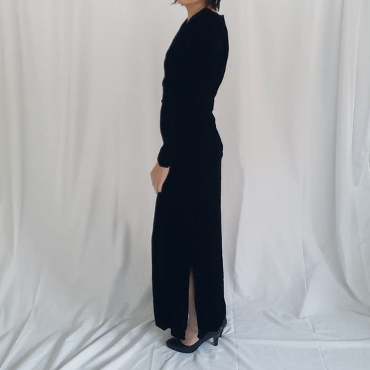 60s Black Velvet Gown