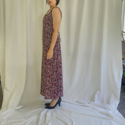 90s Purple Floral Maxi Dress