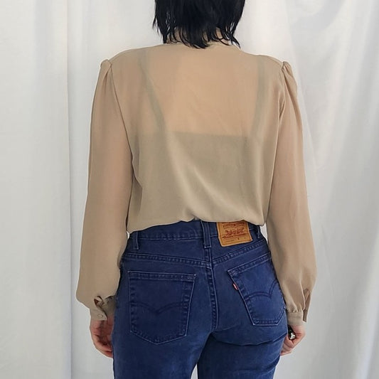 80s Tan Sheer Blouse