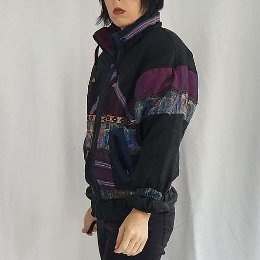 90s Black and Purple Whimsigoth Winter Coat