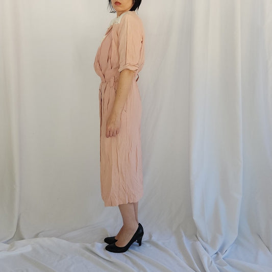 80s/90s Pink Cottagecore Midi Dress