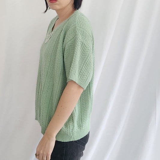 90s Green Cottagecore Sweater