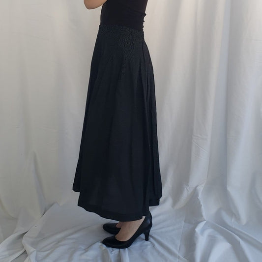 80s/90s 0s Black and White Polka Dot Maxi Skirt