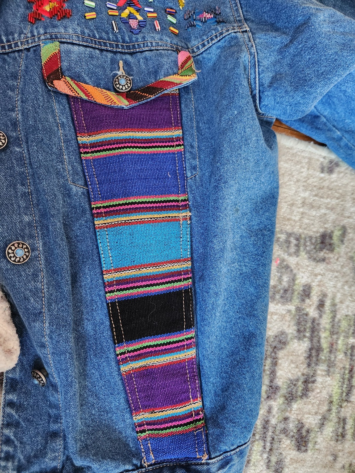 90s/Y2K Beaded and Embroidered Denim Jacket