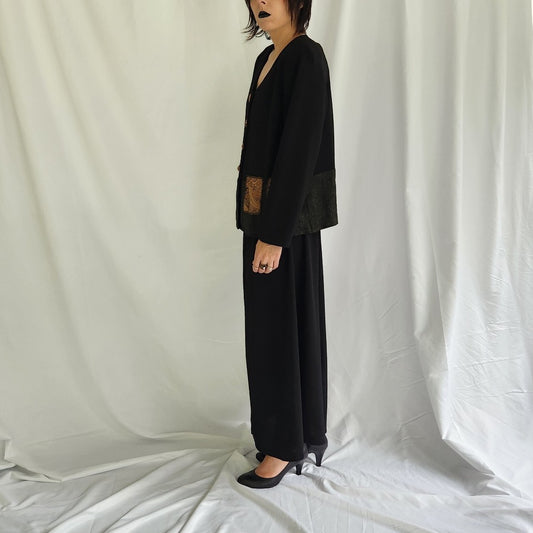 90s/00s Black and Tan Skirt Set