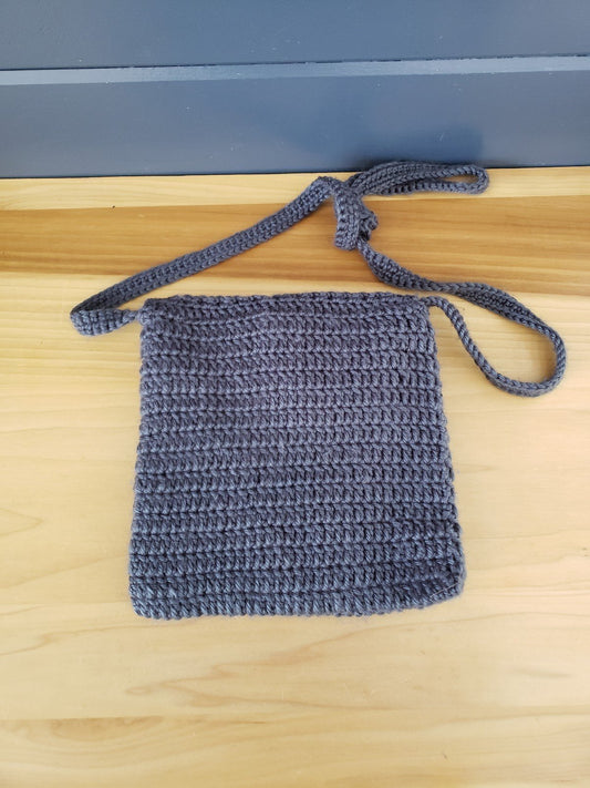 Vintage Gray Crossbody Crochet Bag