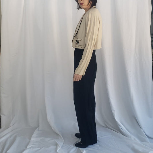 90s Cream and Black Jumpsuit