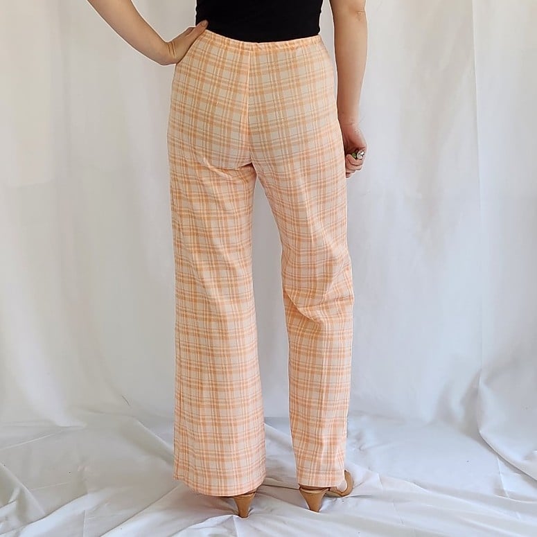 70s Pink Plaid Pants and Top Set