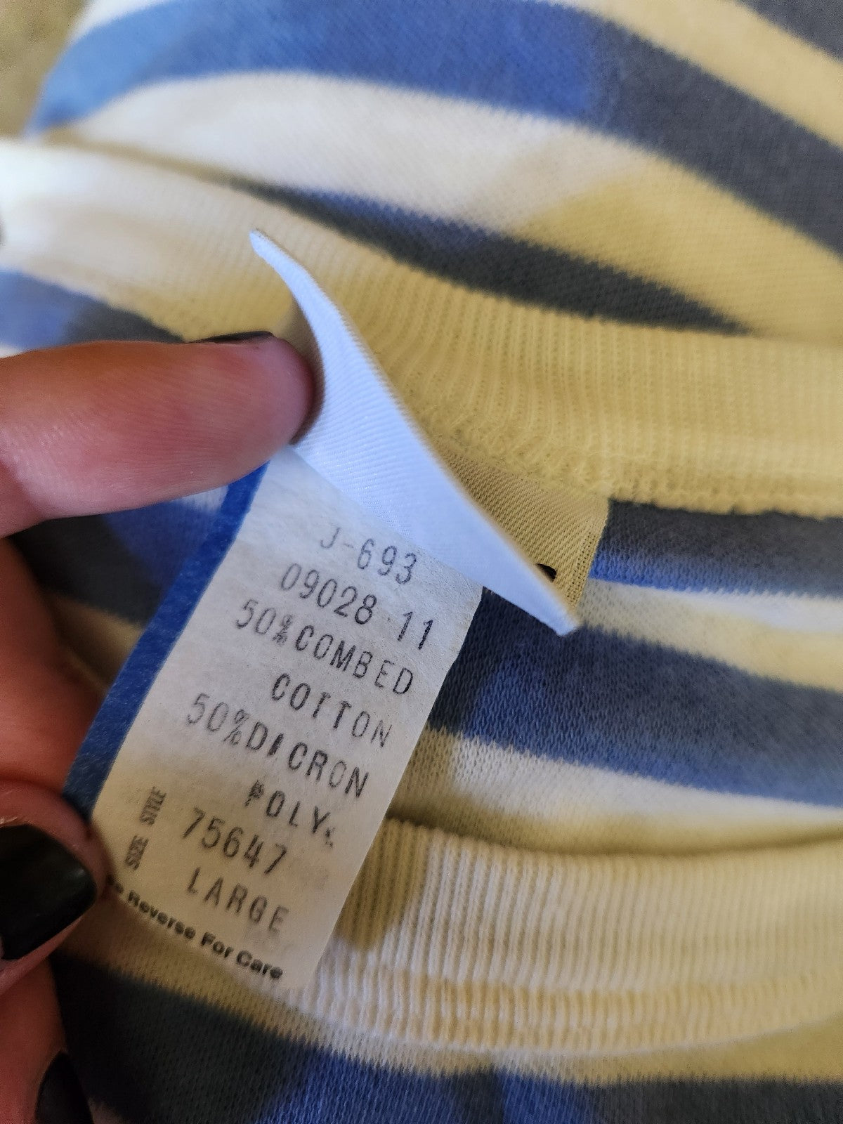 90s Blue, White, and Yellow Striped Tee