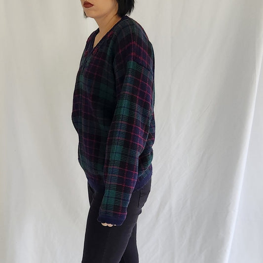 90s Dark Plaid Sweater