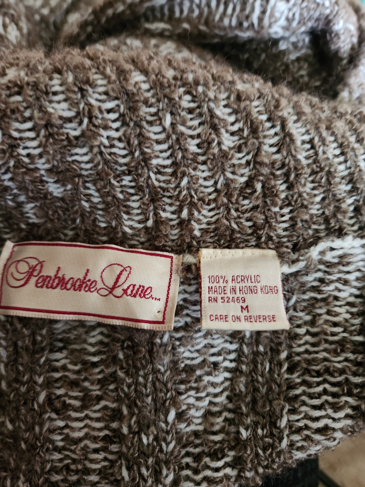 90s Oversize Brown and White Cardigan