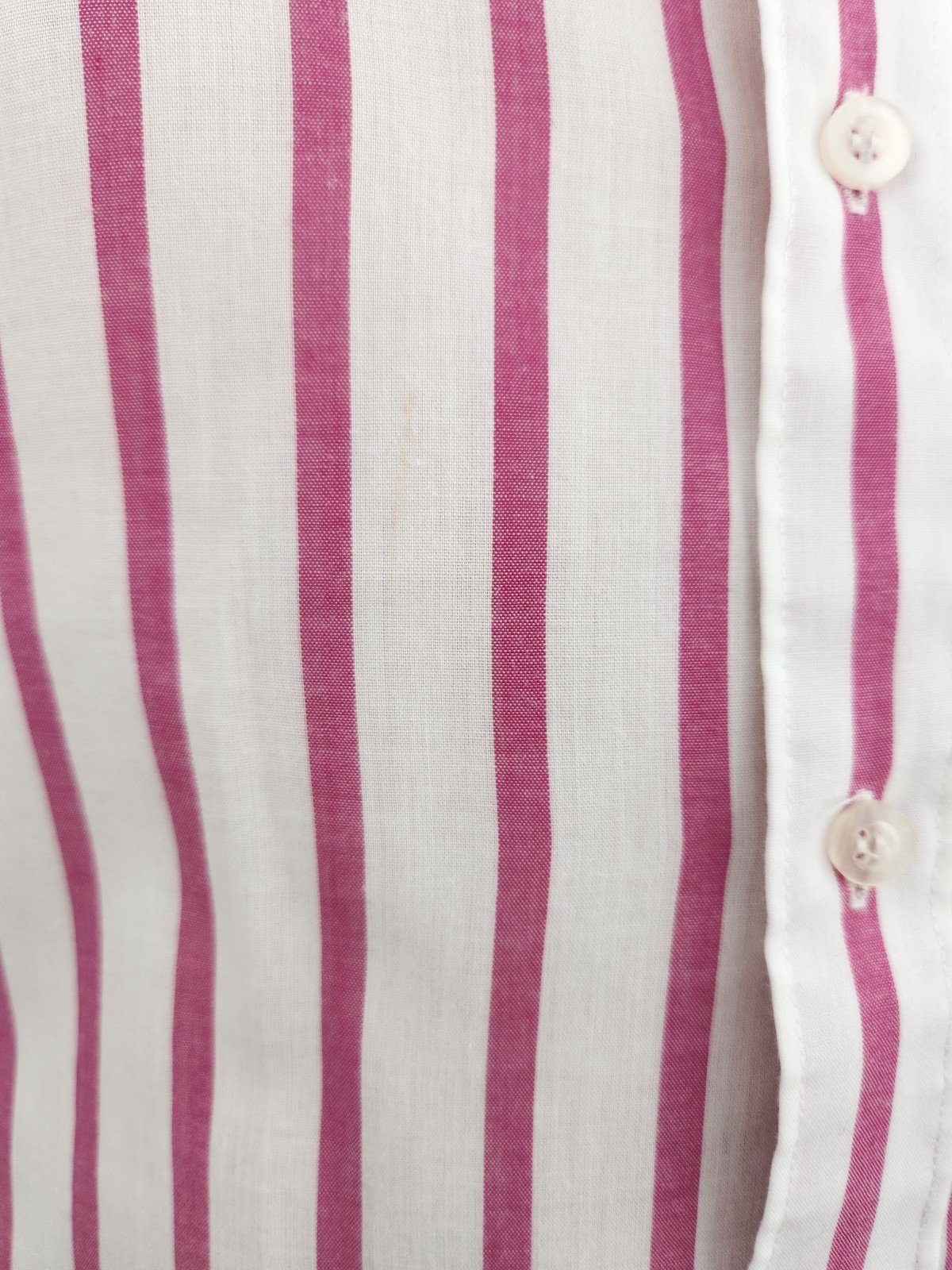 90s Pink and White Striped Short Sleeve Button Down