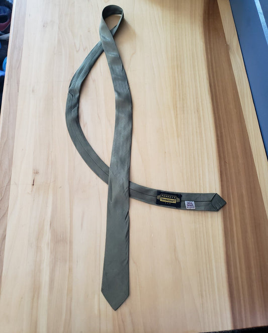 60s Green Silk Skinny Tie