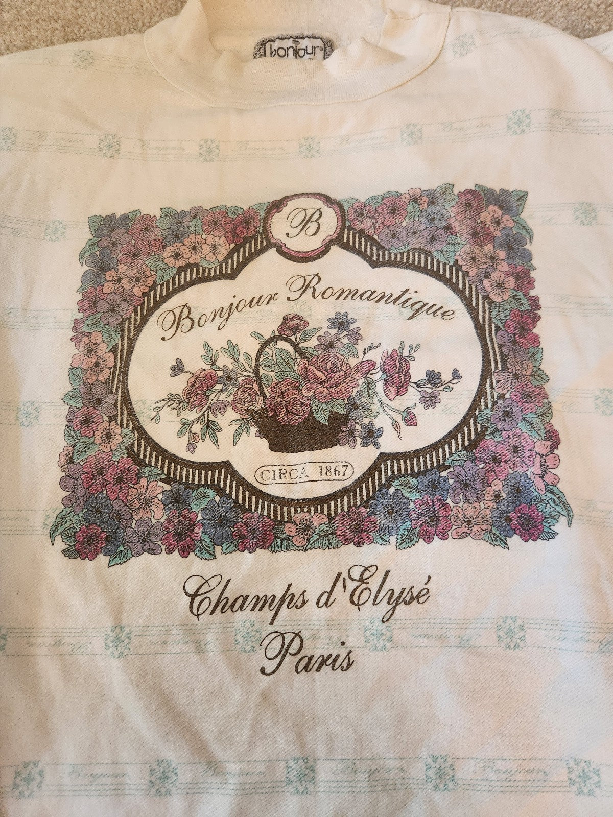 90s French Inspired Floral Sweatshirt
