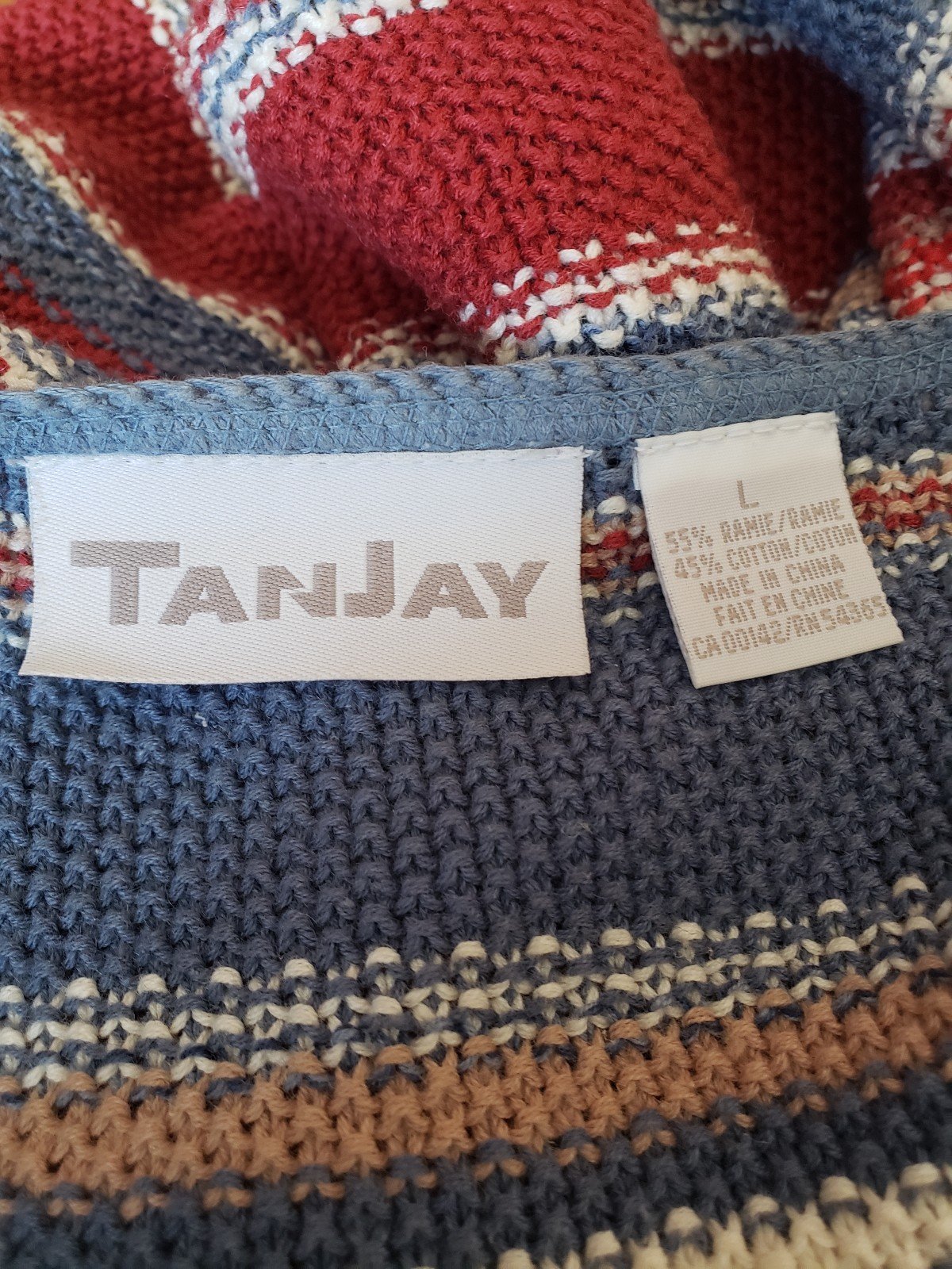 00s Blue and Red Oversize Knit Button Down