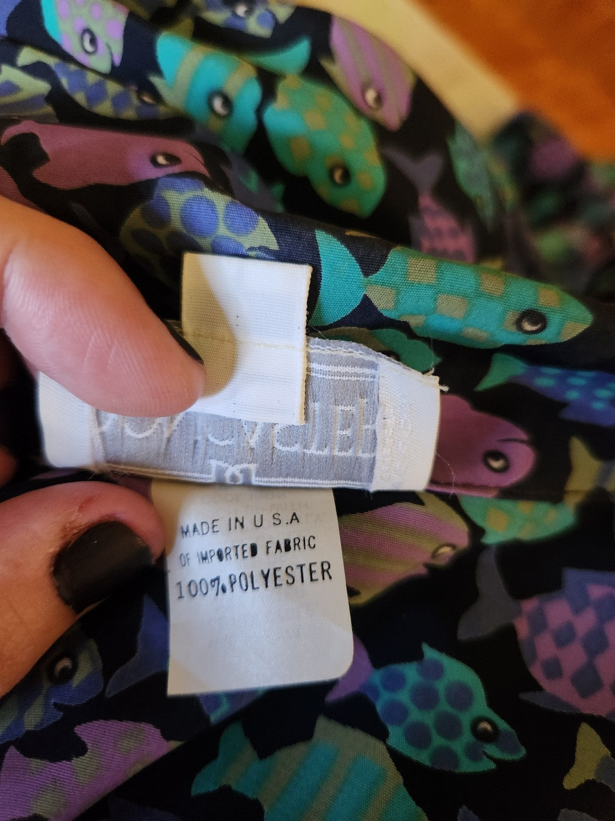 90s Purple Fish Print Blouse