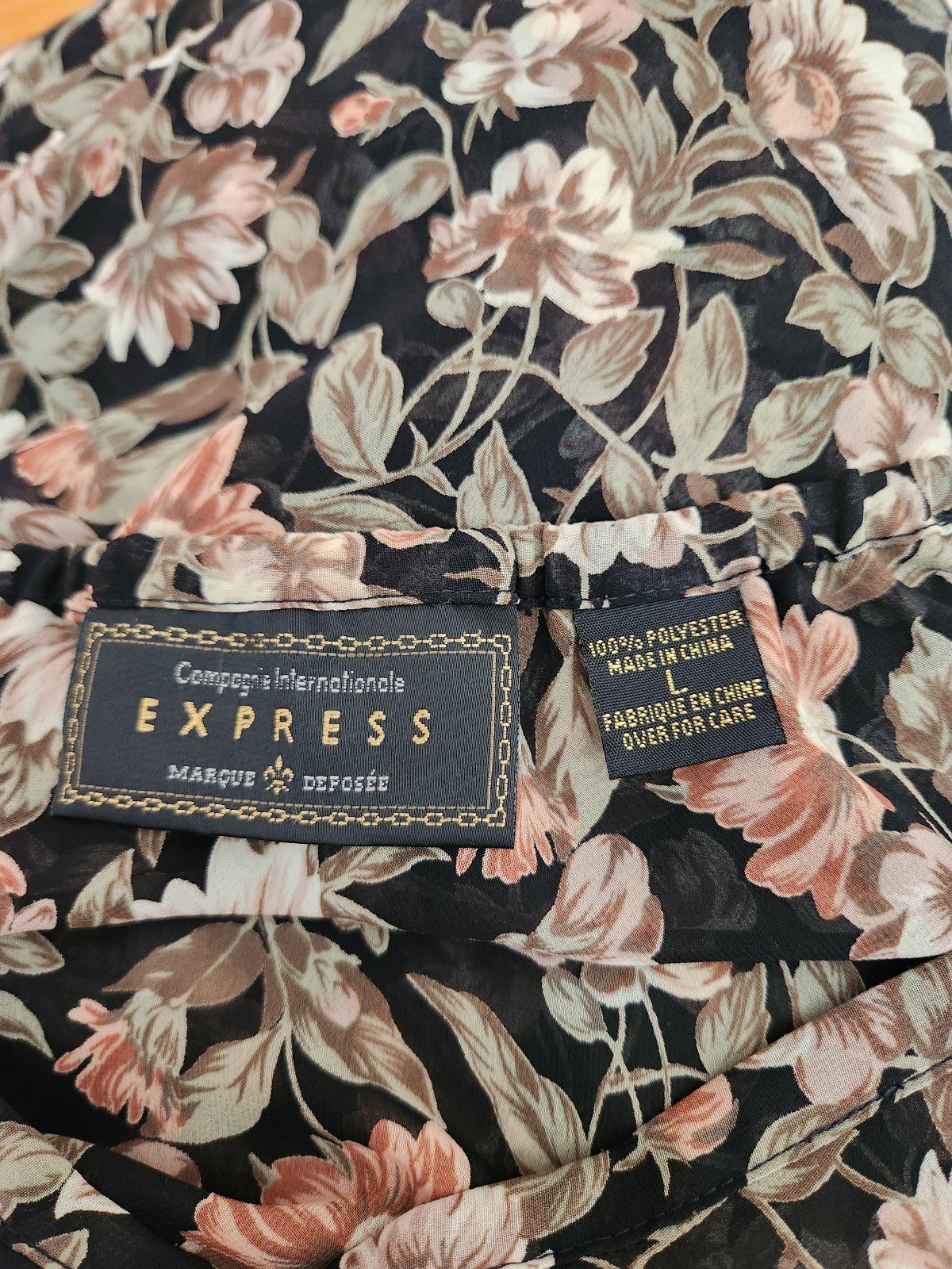 90s Black, Tan, and Pink Express Floral Miniskirt