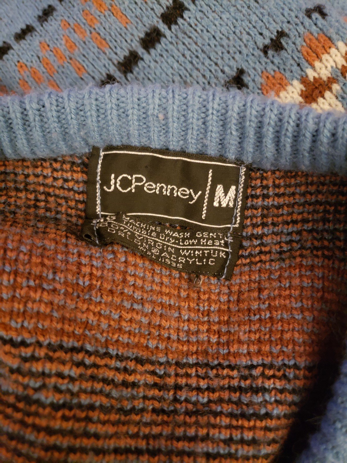 70s Blue Geometric Sweater