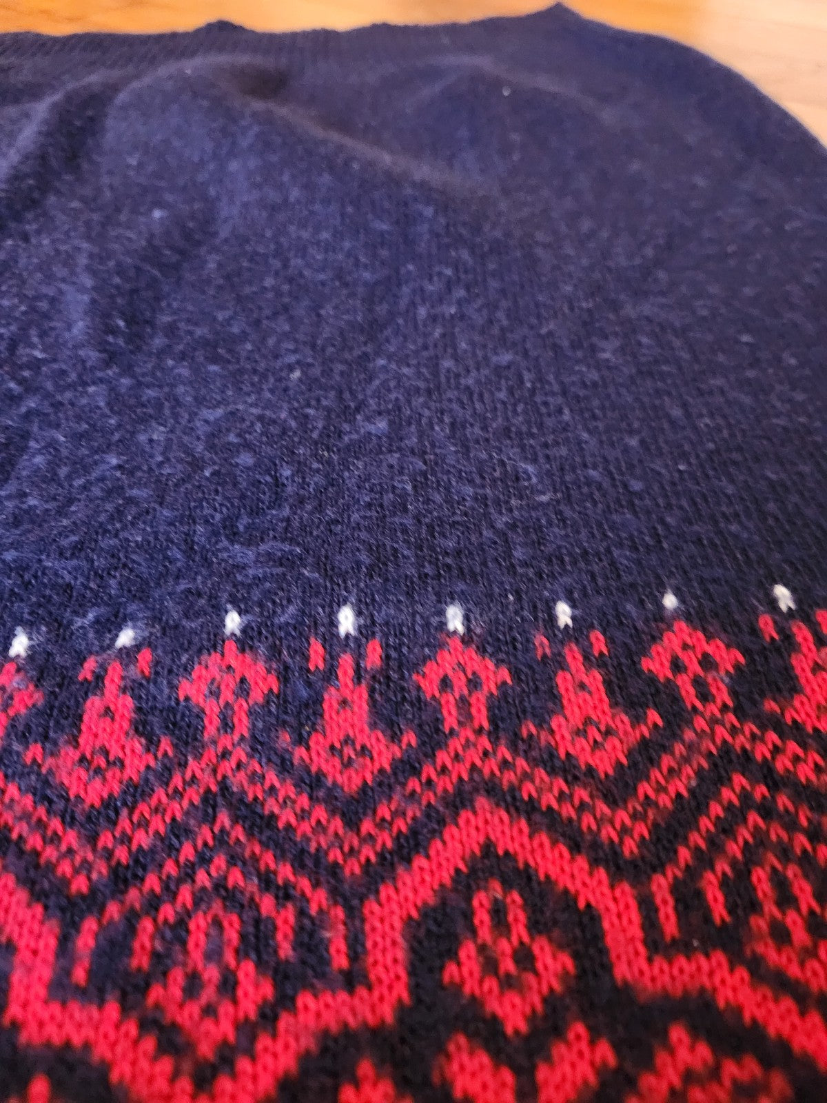 90s Red and Blue Wool Blend Quarter Zip Sweater