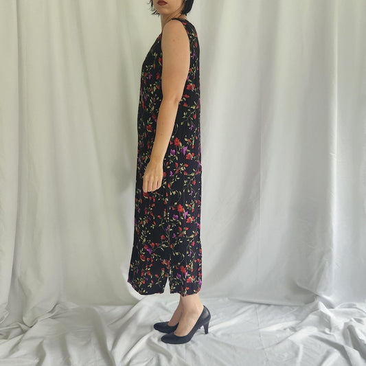 90s/00s Black, Red, and Purple Sleeveless Dress