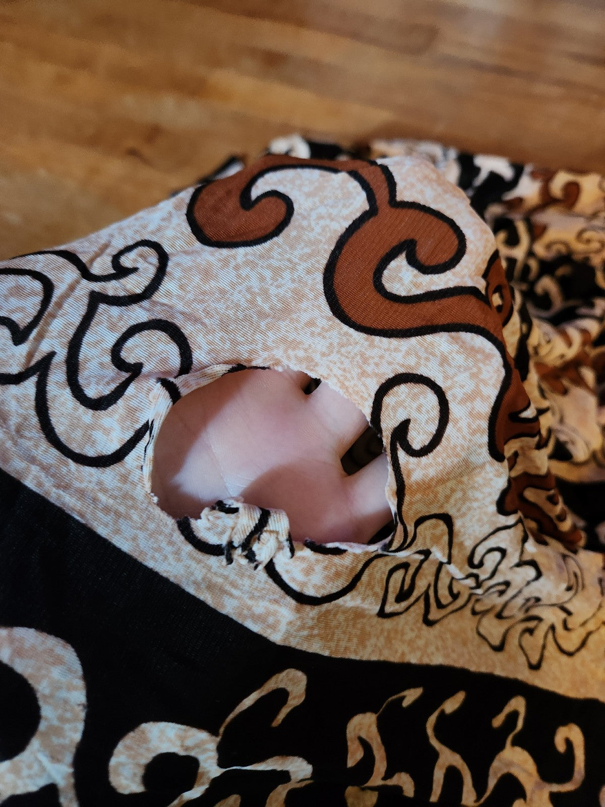 70s Tan and Black Handmade Dress