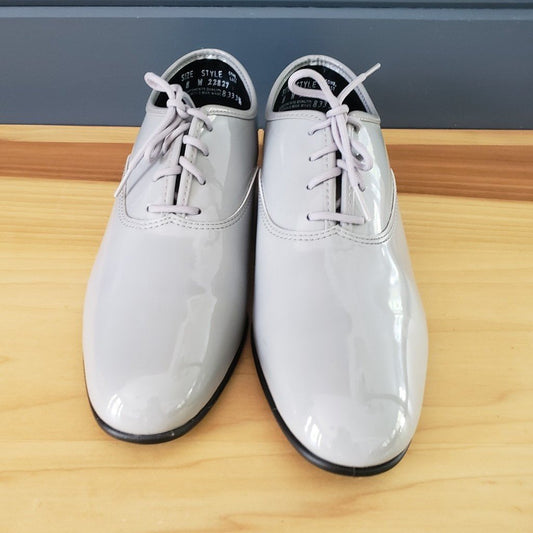 Vintage Gray Faux Patent Leather Shoes