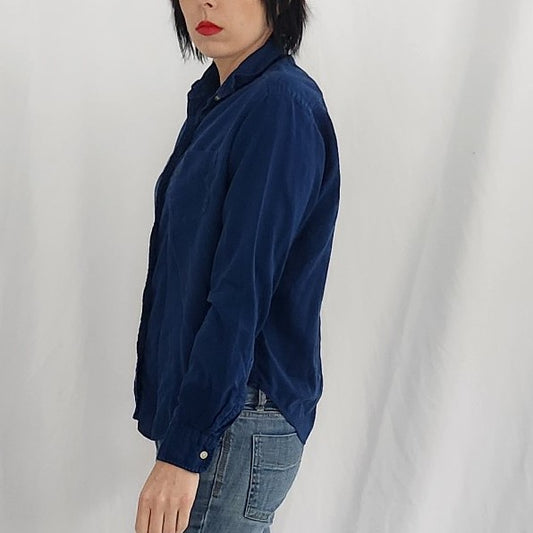 60s Navy Blue Button Down Shirt