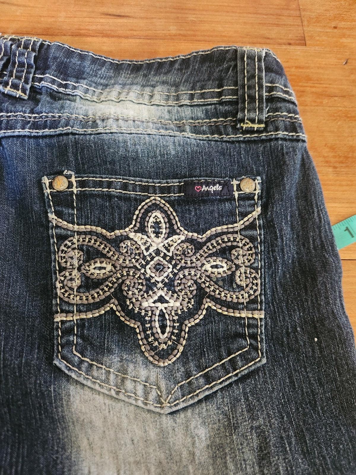 Y2K Angels Dark Wash Cuffed Capris