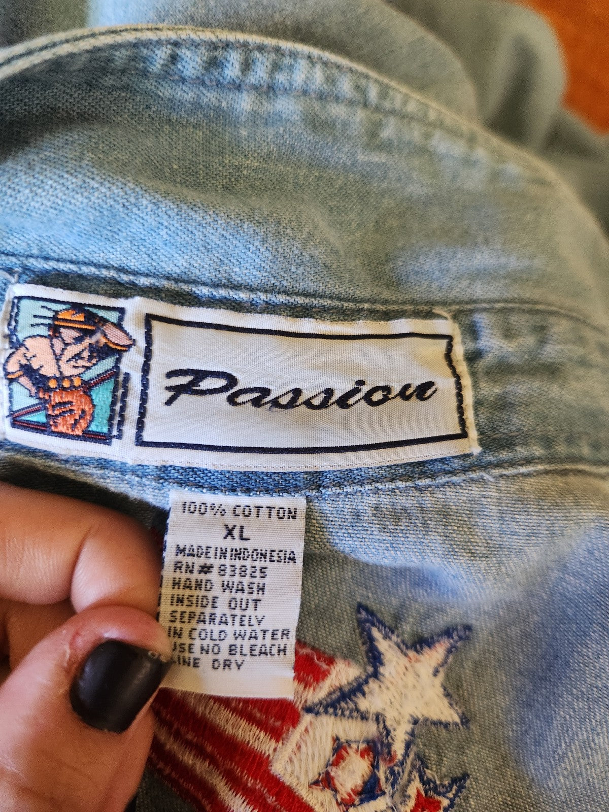 90s/00s Denim Flag Embroidered Button Down