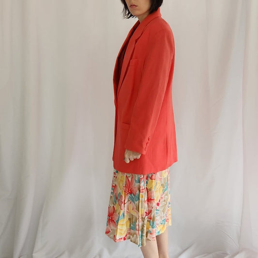 90s Pink Blazer and Floral Skirt Set