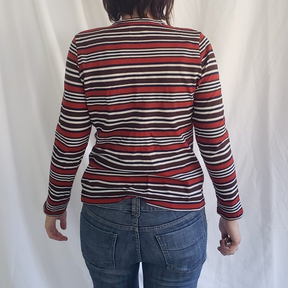 70s Brown and Orange Striped Long Sleeve Tee