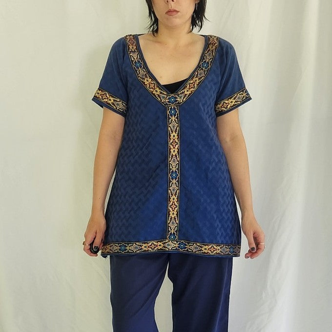 Vintage Blue Tunic Top