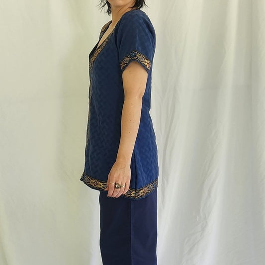 Vintage Blue Tunic Top