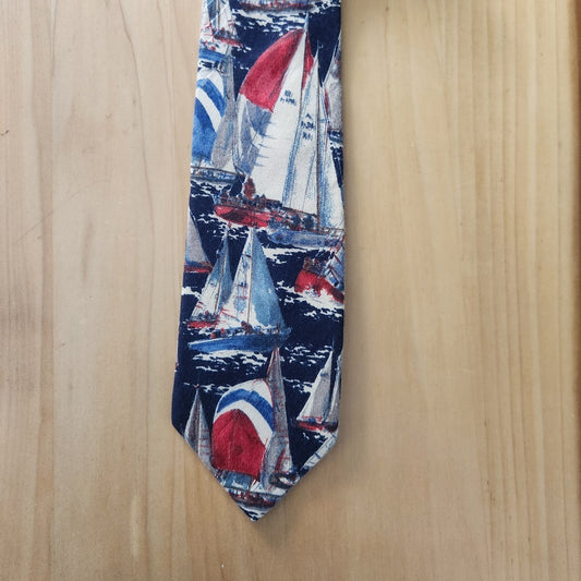 90s Lands End Sailboat Theme Tie