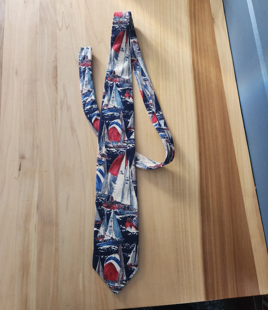 90s Lands End Sailboat Theme Tie