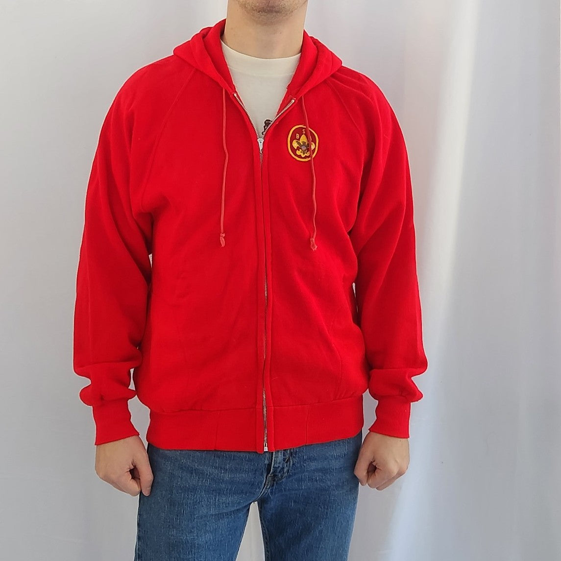 80s/90s Red Boy Scouts of America Zip Up Hoodie
