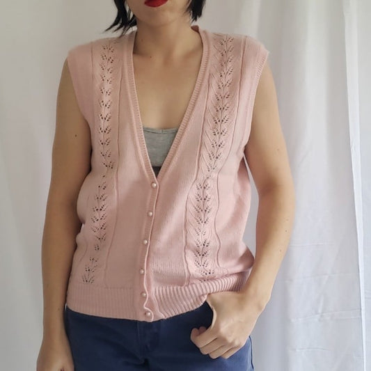 80s Pink Cottagecore Sweater Vest