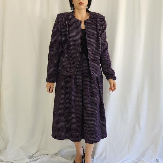 90s Black, Purple, Red and Blue Skirt Suit