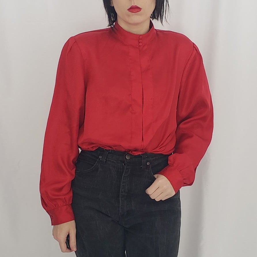 80s Red Satin Top