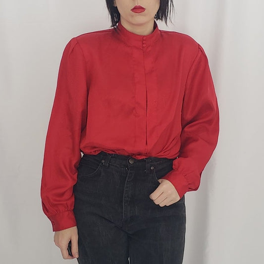 80s Red Satin Top